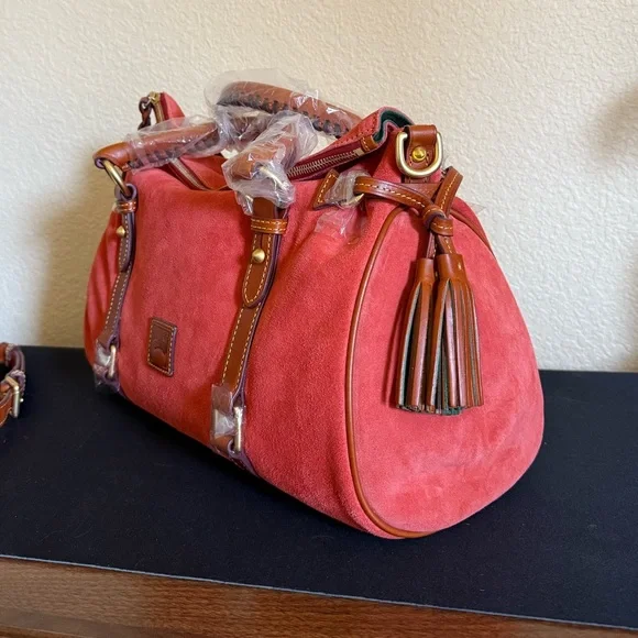 Dooney & Bourke Tomato Red Suede Leather Florentine Satchel - Picture 3 of 12